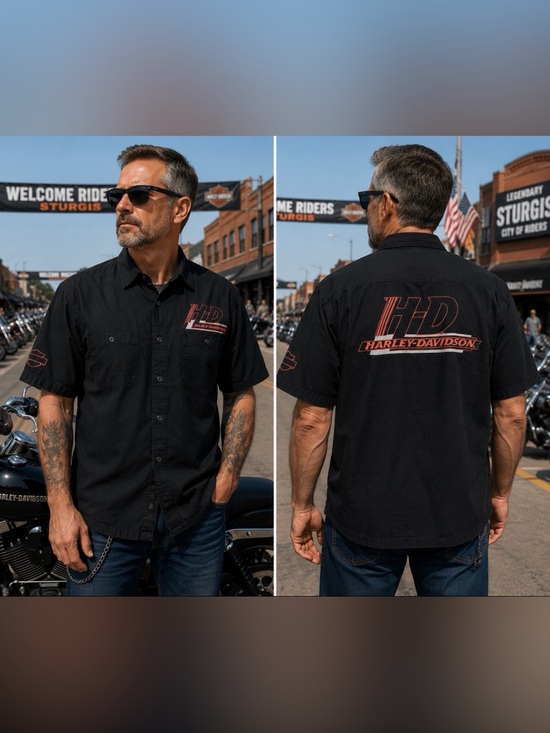 Harley-Davidson Other - Vintage 90s Harley-Davidson Embroidered Short Sleeve Button Up Work Shirt Sz XL